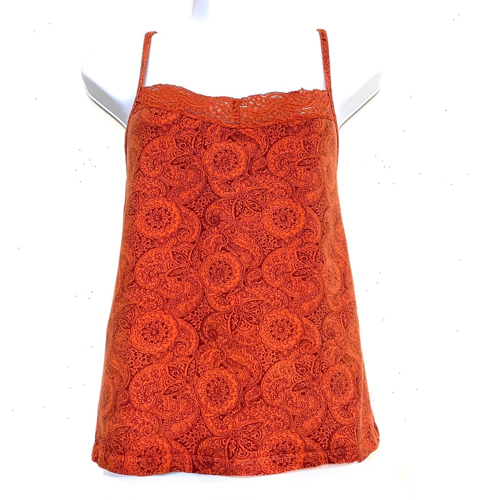 Venezia by Lane Bryant top. Adjustable spaghetti strap shelf bra ORANGE PAISLEY